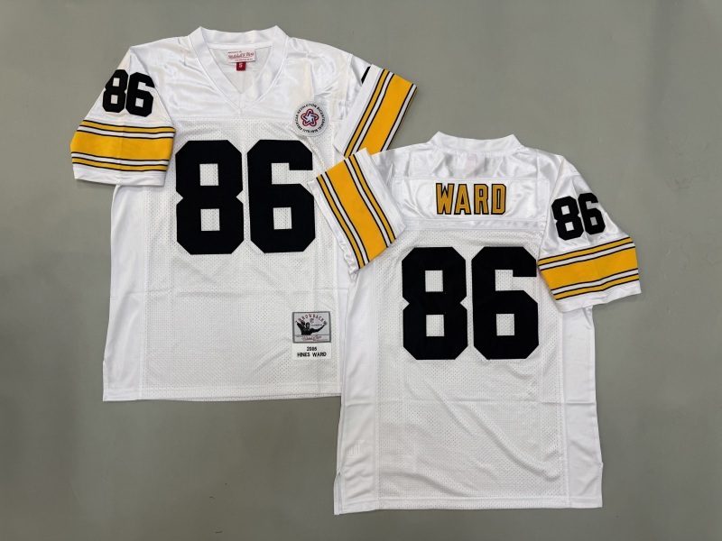Men 2025 Pittsburgh Steelers #86 Ward white Throwback Limited NFL Jersey style 002